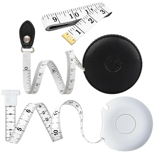 Vista 26 de Cinta métrica para costura, tela médica para el cuerpo, sastre, manualidades, dieta, cinta métrica de 60 pulgadas/1.5M de doble cara retráctil con 1