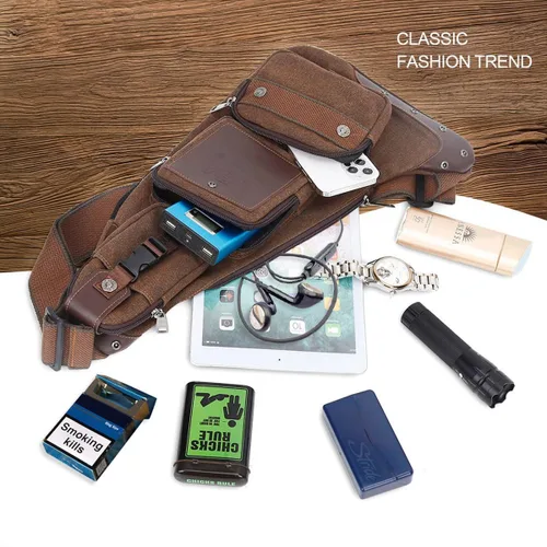 Vista 5 de Leathario Bolso bandolera de cuero para hombre, bolso de pecho de un hombro, bolso cruzado mochila para hombre, Einheitsgröße, Bolsos de hombro