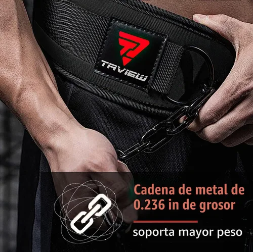 Vista 4 de Cinturón de inmersión resistente con cadena, cinturón de dominadas con peso para entrenamiento