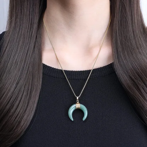 Vista 2 de COAI Collar de luna de cristal curativo para mujer, Piedra, Ágata