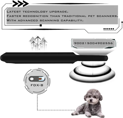 Vista 2 de Smoostart Escáner de microchip para mascotas, ISO11784/ISO11785/FDX-B/ID64/EMID lector de microchip de almacenamiento de datos