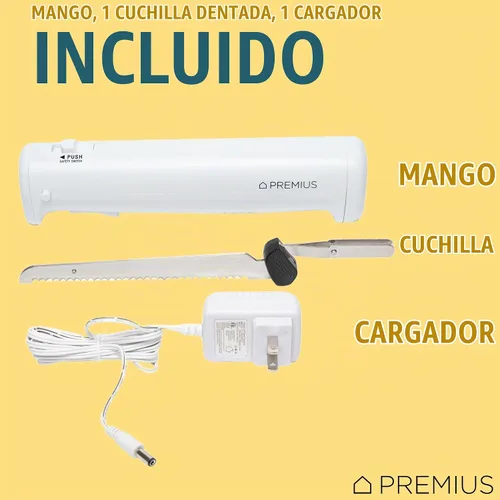 Vista 4 de Cuchillo eléctrico profesional inalámbrico recargable de fácil corte, cuchillas de acero inoxidable dentadas recíprocas, liberación de gatillo