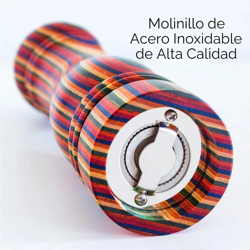 Vista 6 de Molinillo de pimienta Baltique Marrakesh – Molinillo de pimienta de madera colorida de 8 pulgadas con mecanismo de molienda de acero inoxidable