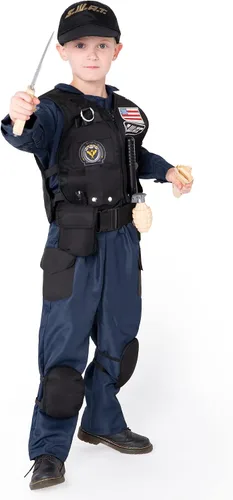 Vista 4 de Spooktacular Creations Disfraz de policía para niños, disfraz de policía SWAT para niños, fiestas de disfraces de Halloween