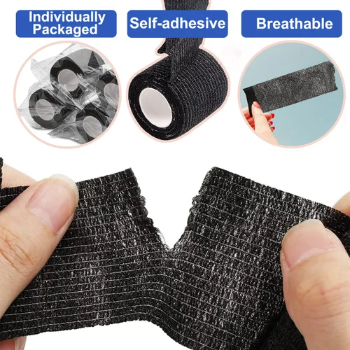 Vista 3 de Cinta de agarre para tatuaje, 12 unidades, diseño de ametralladora Tattoo Grip Cover Self Adhesive Vendaje Wrap Elastic Tattoo Supplies
