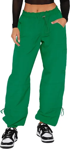 Vista 13 de DISCIPBUSH Pantalones cargo holgados para mujer, pantalones de paracaídas para mujer, pantalones rave, pantalones Y2K, trajes de festival para mujer