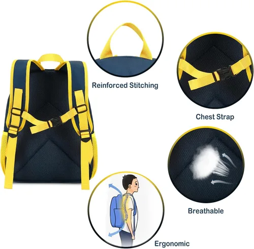 Vista 5 de BTOOP Mochila para niños pequeños, impermeable, 3D, linda mochila para niños, preescolar, guardería, guardería, escuela primaria, Camión