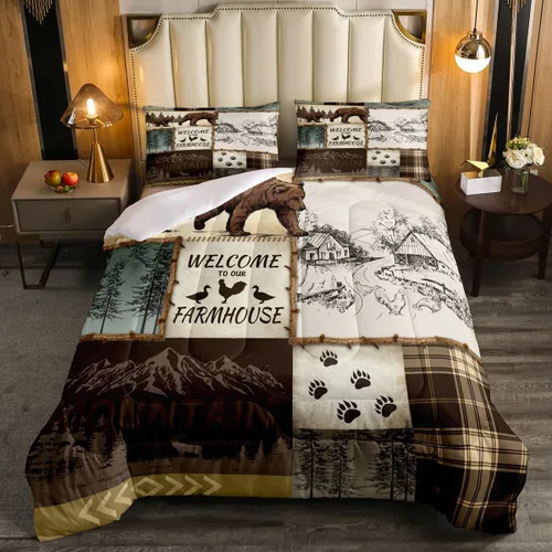 Vista 8 de Erosebridal Juego de edredón rústico de ciervos para niños, adolescentes y adultos, juego de ropa de cama tamaño individual con temática de caza