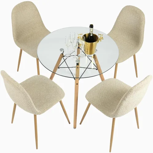 Vista 8 de Homy Casa Mid-Century - Juego de sillas de comedor tapizadas, sillas de cocina con patas de metal, sillas laterales con tapicería de Beige