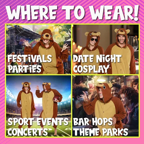 Vista 4 de Funziez! - Disfraz de Halloween para adultos, disfraz de animales y criaturas marinas, mameluco afelpado para cosplay, para mujeres y hombres