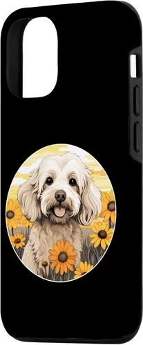 Vista 2 de iPhone 15 Cute Cockapoo in Spring Flower Garden Colorful Puppy Dog Case