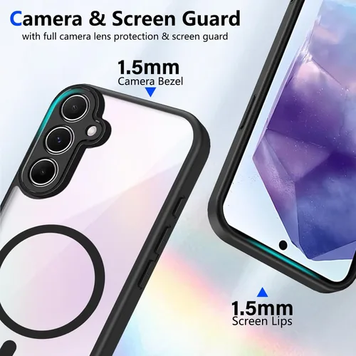 Vista 628 de Funda magnética transparente compatible con Xiaomi 17T, color negro 2 en 1 PC + TPU cubierta de teléfono a prueba de golpes, carcasa protectora