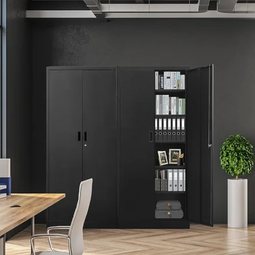 Vista 63 de BESFUR Armarios de almacenamiento de metal con estantes y puertas, armario de almacenamiento con cerradura de 36" de altura para oficina en casa