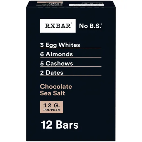 Vista 11 de RXBAR Barritas de proteína, 12g de proteína, snacks sin gluten, chocolate con sal marina (6 cajas, 30 barras)