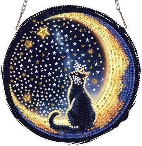 Vista 13 de MXJSUA Atrapasoles con pintura de diamante de águila calva americana, kits de arte de diamantes para adultos, adornos colgantes con cadena