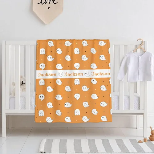 Vista 8 de Cute Ghosts - Manta de bebé personalizada para recién nacido, regalos para Halloween y Navidad, 40 x 30 pulgadas