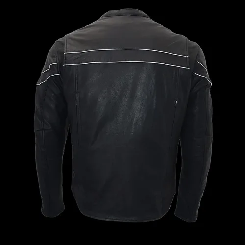 Vista 2 de Milwaukee Leather MLM1525 - Chaqueta MC ligera de cuero negro 'Crossover' para hombre