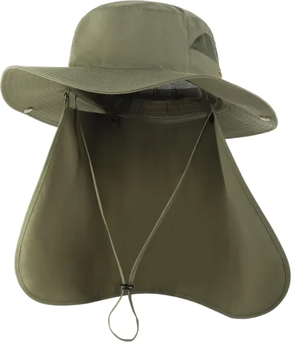 Vista 11 de Zylioo Sombrero de sol XXL Boonie para cabezas grandes, UPF50+ sombrero de Verde militar-a