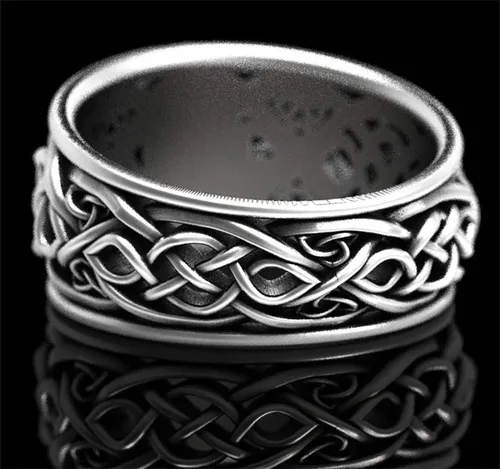Vista 3 de Ecooon Anillo Kurama grueso de anime vintage de nueve colas de zorro para mujeres y hombres, anillo de amuleto oriental, regalo de joyería, protege