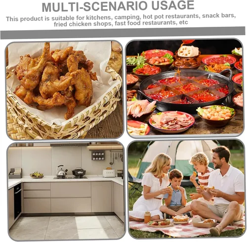 Vista 5 de Cesta coladora de fideos, colador de pasta de acero inoxidable de malla fina con asa, versátil cesta de fideos de cocina para cocinar y freír