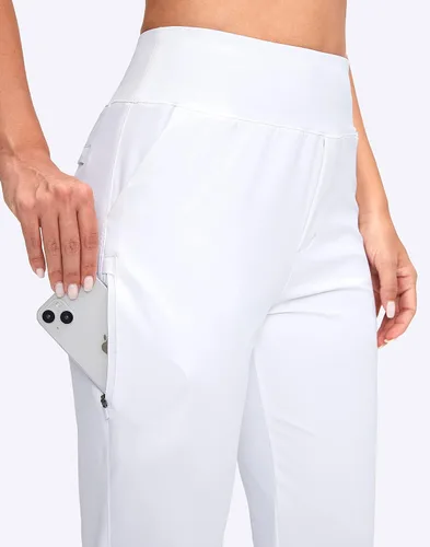 Vista 4 de YYV Pantalones de Golf para Mujer Elásticos de Trabajo hasta el Tobillo de Cintura Alta Pantalones de Vestir con Bolsillos para Yoga Negocios Viajes
