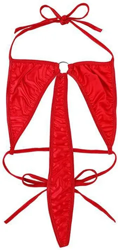 Vista 2 de Lencería sexy para mujer, para sexo, juego travieso, bikini, conjunto de brasier halter de peluche, lencería sexy para pareja, babydoll