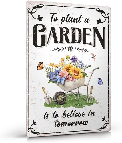 Vista 18 de Letrero de metal divertido para decoración de jardín, 12 x 8 pulgadas, letreros exteriores, regalos para jardinero, amante de las plantas