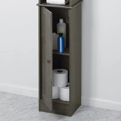 Vista 6 de Zenna Home Torre de ropa de baño, 5 niveles, almacenamiento de baño, gris