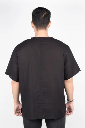 Vista 4 de Lofbaz - Camisa para hombre, 100 % algodón, cuello en V, camisa playera o estilo yoga