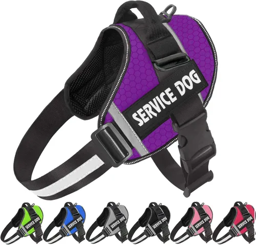 Vista 10 de JSXD - Arnés para perro, sin tirones, con asa ajustable, para exteriores, chaleco de nailon reflectante 3M, fácil control del perro, para razas Negro