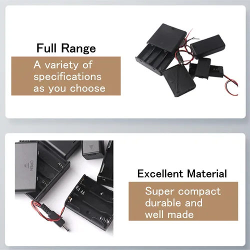Vista 7 de 2 unidades de soporte para pilas D de 8 ranuras con respaldo doble y cables, caja para pilas de tamaño D de 8x1.5V 8D bilateral