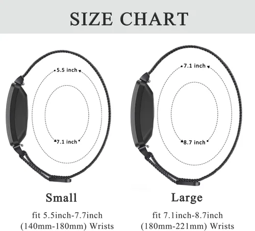 Vista 4 de Vanjua Correa de repuesto de malla metálica de acero inoxidable ajustable para Fitbit Inspire 2 / HR / Fitness Tracker (S, negro)