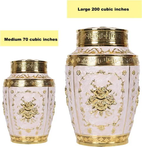Vista 7 de Urna para cenizas humanas mujer adulta - Urna de cremación con flor de rosa para mamá - Urna funeraria para mujeres hecha de aleación de zinc