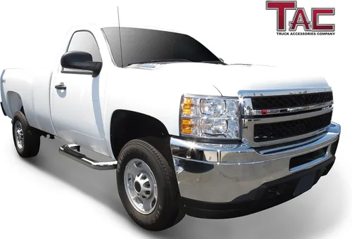 Vista 3 de TAC - Estribos laterales para Chevy Silverado/GMC Sierra 1500 1999-2018 Cabina regular, Silverado/Sierra 2500/3500 1999-2019 cabina regular