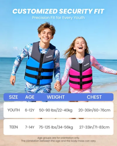 Vista 6 de Gogokids Toddler Swim Vest Pool Floaties for Kids 1-2-3-5-6-9-12 Yrs, Neoprene Swimming Jacket w/Adjustable Strap & Zip, Kids Pool Float Jacket