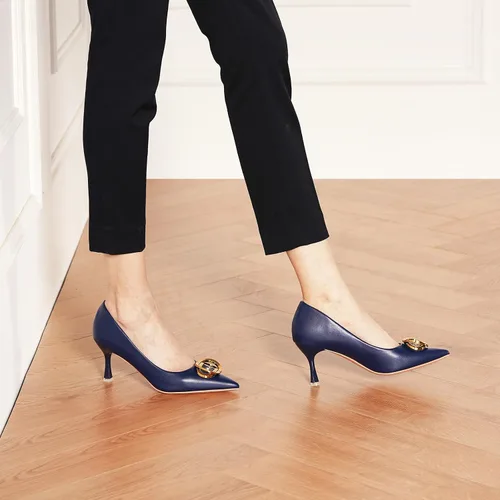 Vista 5 de C.Paravano Women's Metal Buckle Stiletto Pumps-Professional Business Meeting Shoes with Metal Accents&Chic Pointed Toe Design,All-Day Comfort Heels