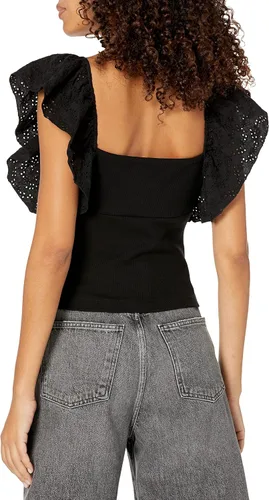 Vista 3 de GUESS Top Raina de manga con volantes para mujer