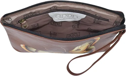 Vista 3 de Anna by Anuschka Bolso de mano pintado a mano de cuero genuino para mujer