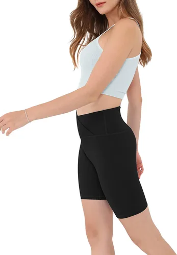 Vista 3 de ODODOS Women's Cross Waist Biker Shorts with Inner Pocket, Sports Athletic Workout Running Yoga Shorts- 8" 2.5" Inseam