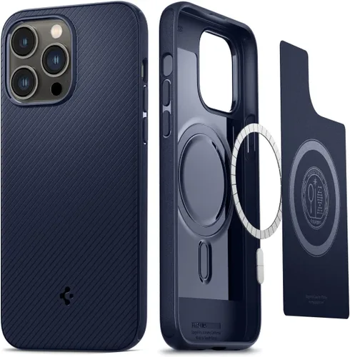 Vista 9 de Spigen Mag Armor MagFit - Funda diseñada para iPhone 14 Pro Max (2022) [protección de grado militar] compatible con MagSafe - negro mate