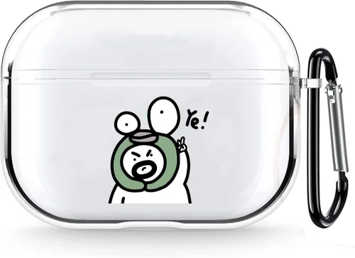 Vista 37 de Funda transparente para AirPods de 2ª generación de 1ª generación, diseño de gatito kawaii para mujeres, hombres y niños, funda de carga de TPU