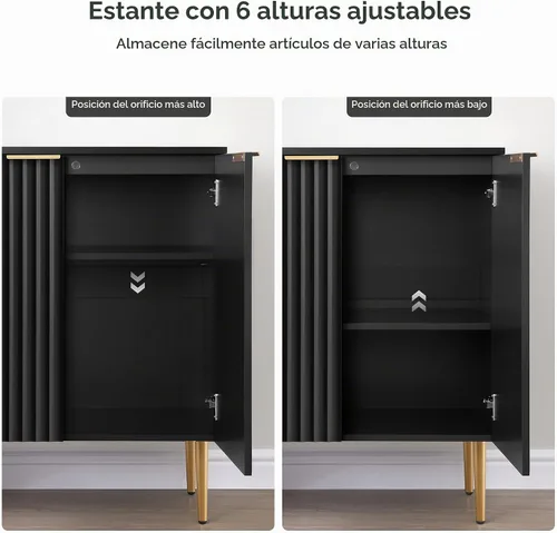 Vista 5 de SICOTAS - Armario de buffet moderno de 34 pulgadas de alto con estantes ajustables, color negro