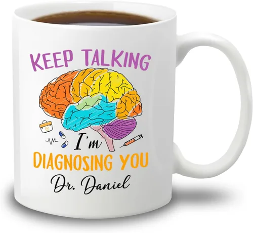 Vista 21 de Taza de café personalizada para psiquiatra jubilada, regalo para el abuelo y la abuela, "A Truly Great Psychiatist Is Hard To Find Difficult To Part