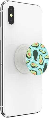 Vista 2 de PopSockets - Agarre para teléfono con soporte expandible, agarre adhesivo, color azul fiesta aguacate Sujeción segura y cómoda, anticaída