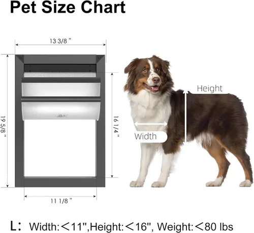 Vista 6 de Rescumascer - Puerta grande de aluminio para perro, puerta para perros con dos paneles de bloqueo deslizantes, puerta para mascotas para perros