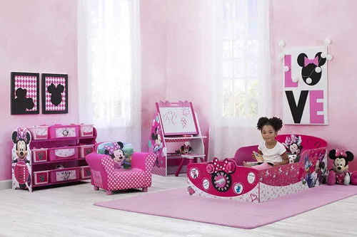 Vista 2 de Delta Children - Cama interactiva de madera para niños pequeños, con certificado Greenguard Gold, modelo Minnie Mouse de Disney