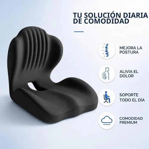 Vista 3 de Cojín de asiento ergonómico con soporte lumbar, espuma Gris oscuro + gris claro