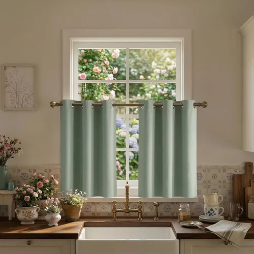Vista 41 de RYB HOME - Cortinas para armario de 36 pulgadas, cortinas para oscurecer la habitación con ojales resistentes a la oxidación, cortinas de Aqua