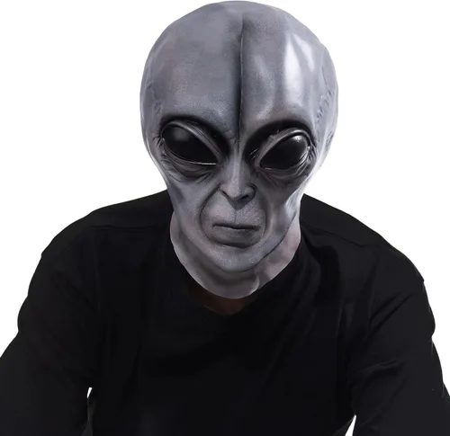 Vista 4 de Vmonke Máscaras faciales realistas de alienígenas para encuentros extraterrestres, máscaras de broma divertidas para Halloween y cosplay