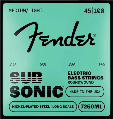 Vista 8 de Fender 7250 Cuerdas para bajos, acero niquelado enrollado redondo, escala larga, 7250-5M .045-.125